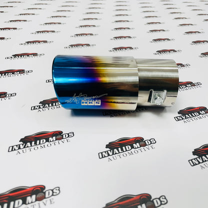 HKS Single Exhaust Tip | Universal Stainless Steel Performance Exhaust Tip | Burnt, Neo Chrome & Rainbow Finish