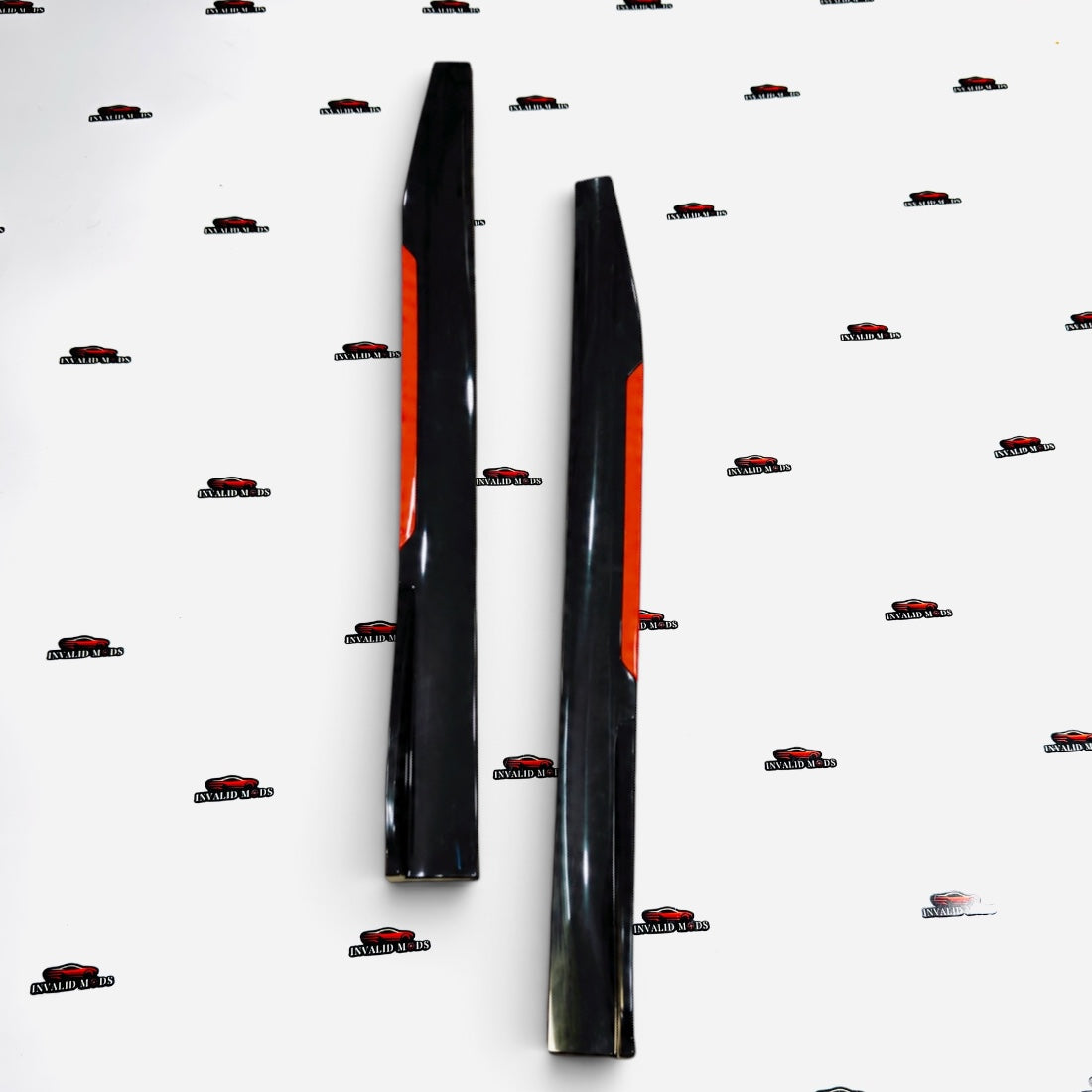 Universal Side Skirts Glossy Black with Red Accent | Sporty Side Extensions Kit