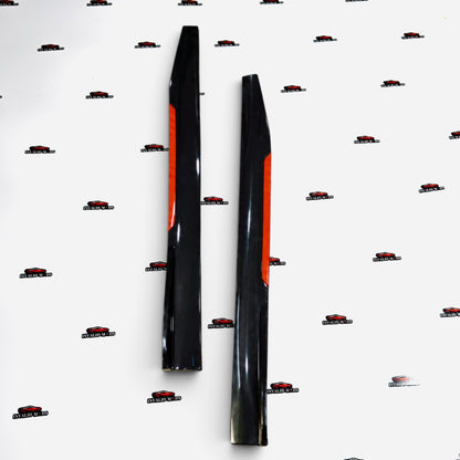 Universal Side Skirts Glossy Black with Red Accent | Sporty Side Extensions Kit