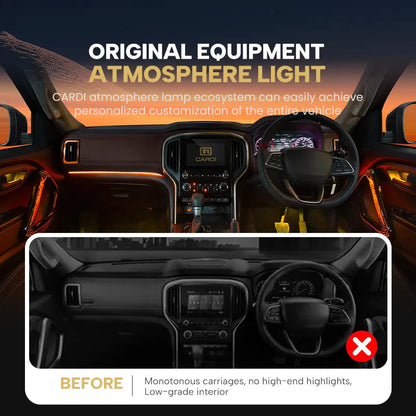 Mahindra Scorpio N (2022+ Model) | CARDI K4 OEM Ambient Light Kit with Black Panel – 18-Piece Smart Interior Lighting