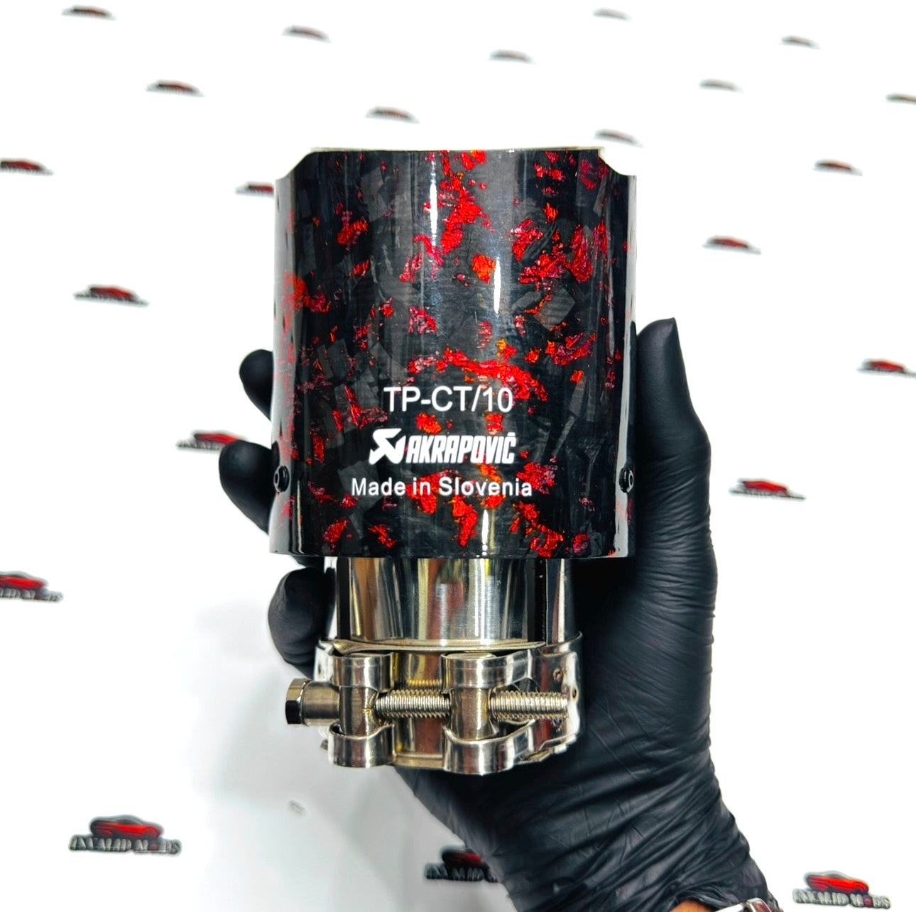Akrapovic-Style Red Forged Carbon Exhaust Tip – Single Outlet | Universal Performance Upgrade