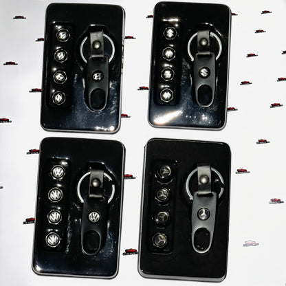 Car Tyre Air Valve Caps Set of 4 with Keychain | Brand Logo Design