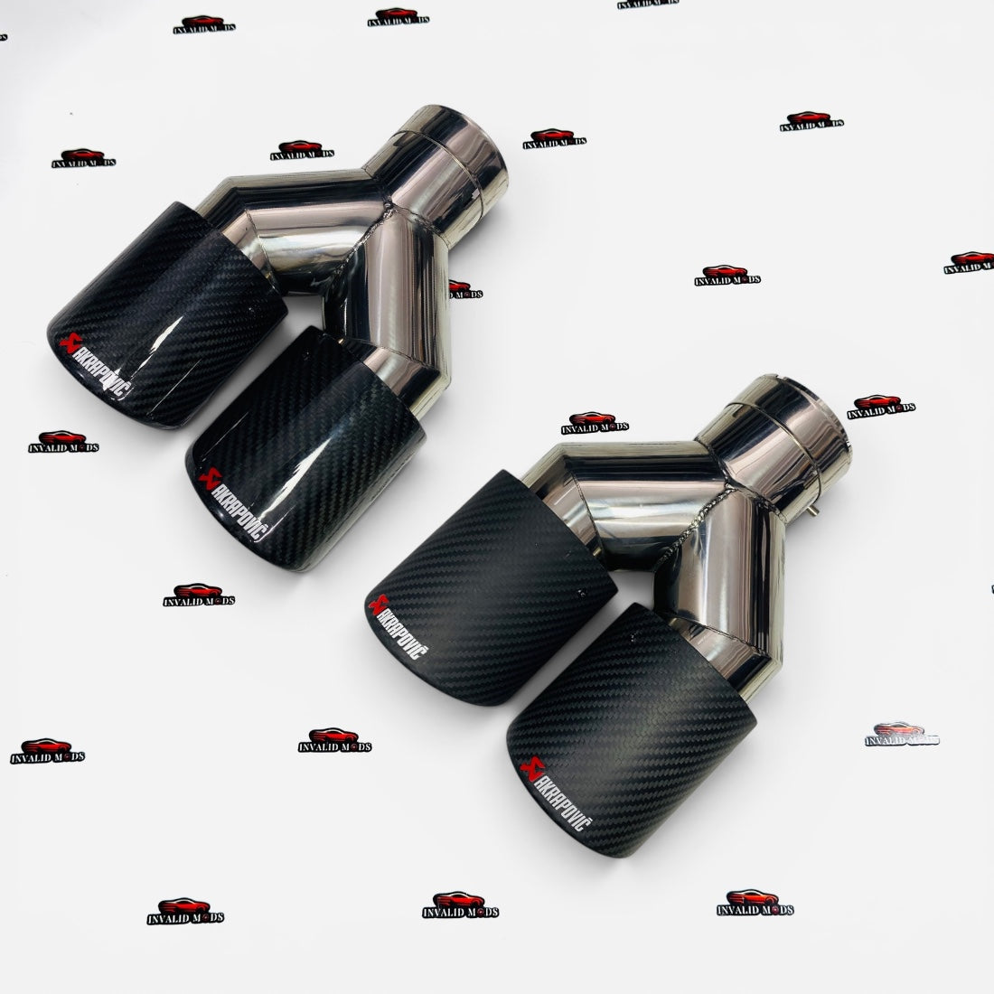 Akrapovic Style Dual Exhaust Tip –|Glossy Carbon Fiber Finish (Universal Fit) (74-79mm)