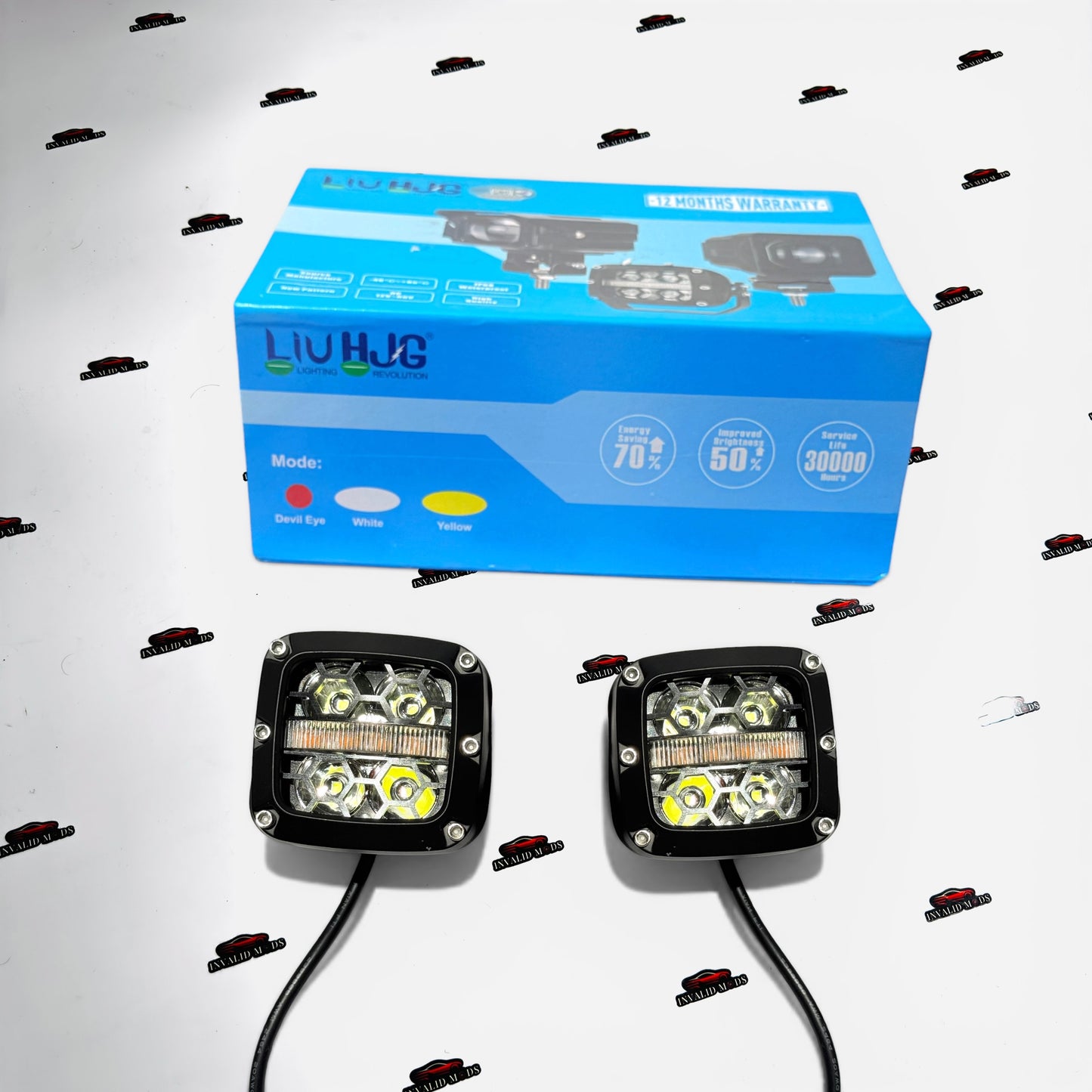 HJG 4-Lens Honeycomb Auxiliary Lights | 120W LED Off-Road Driving Lights for Cars & Bikes