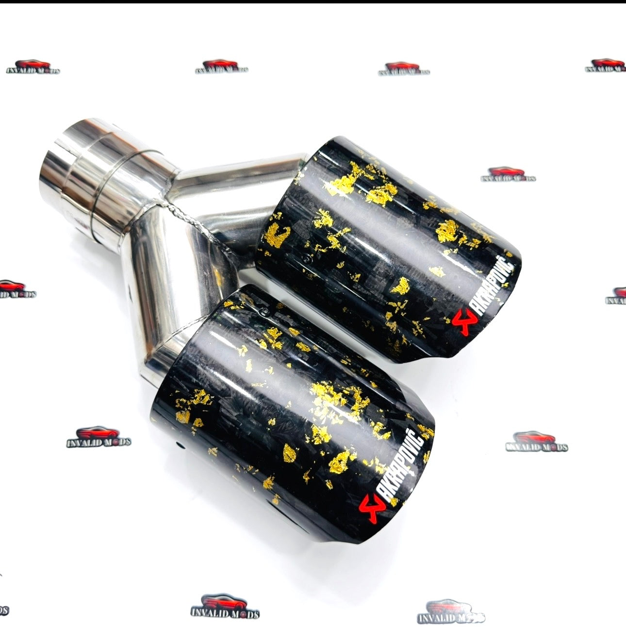 Akrapovic Dual Exhaust Tip | Golden Forged Carbon Akra Dual Tip