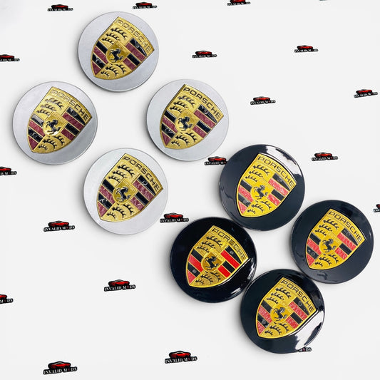 Porsche Wheel Center Caps | OEM-Style & Black Premium Set of 4