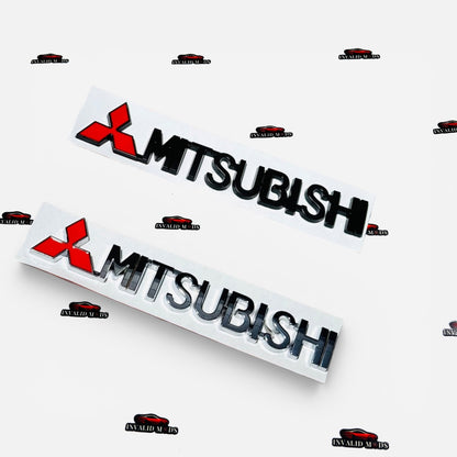 Mitsubishi Logo Sticker | Black & Chrome Finish Emblem for Cars