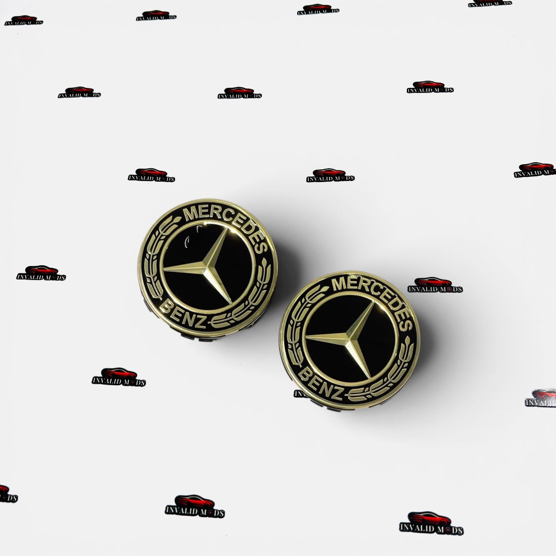 Mercedes-Benz Wheel Center Caps – Black, Blue & Light Blue (Set of 4)