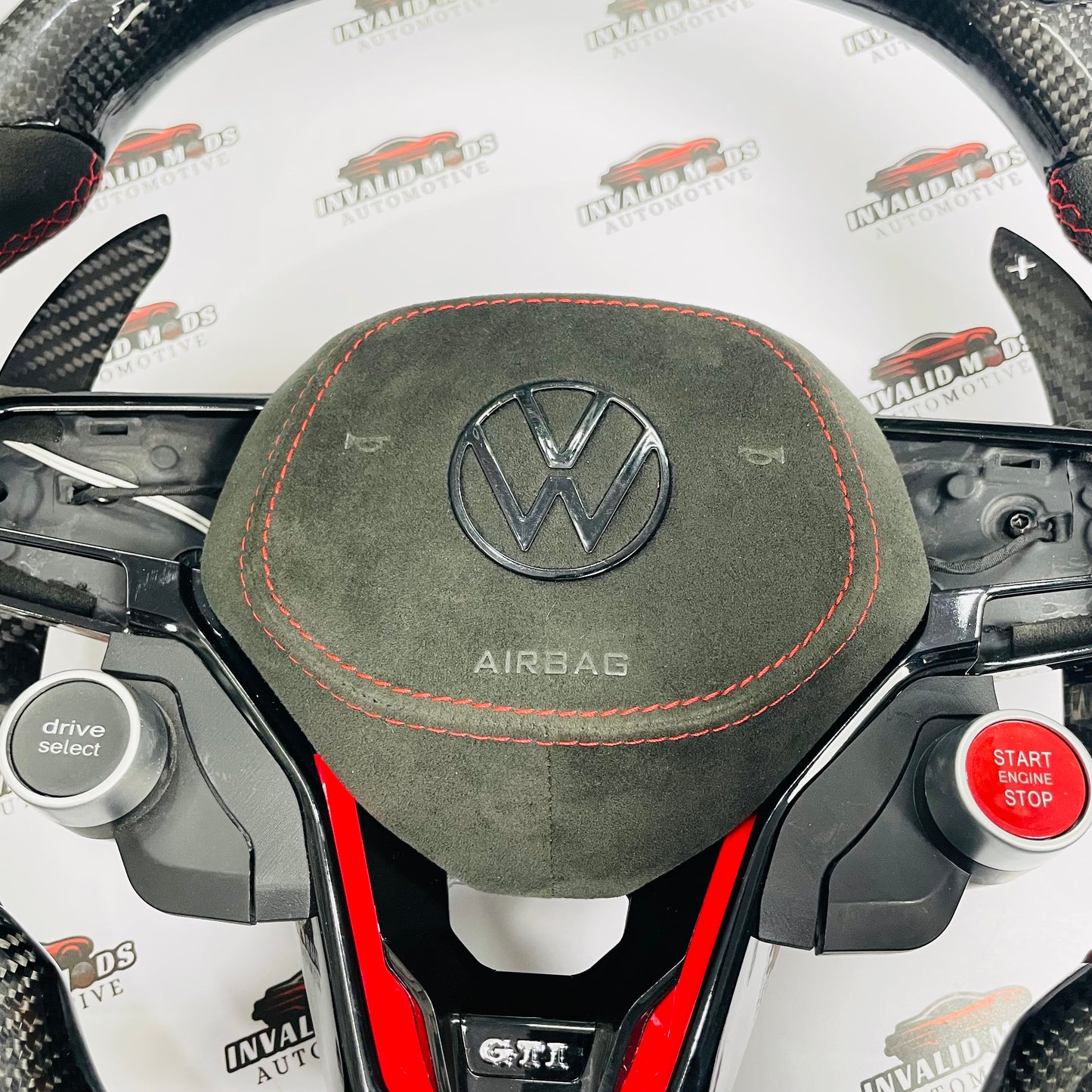 VW Virtus OG Carbon Fiber & Alcantara Steering Wheel with Paddle Shifters & Start Button