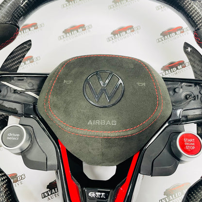 VW Virtus OG Carbon Fiber & Alcantara Steering Wheel with Paddle Shifters & Start Button