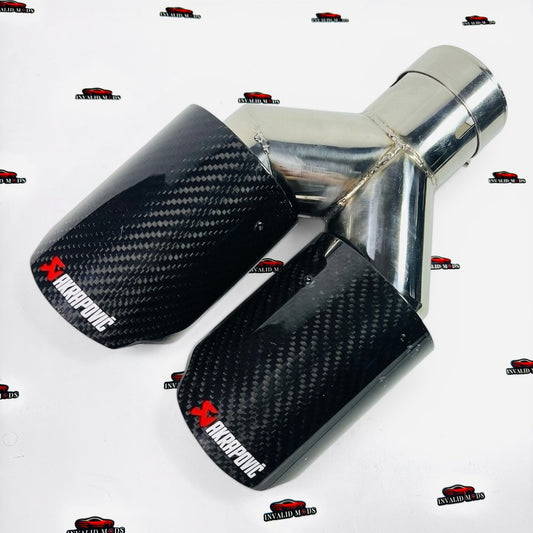 Akrapovic Style Carbon Fiber Exhaust Tip – Dual Outlet Gloss Finish | Universal Fit