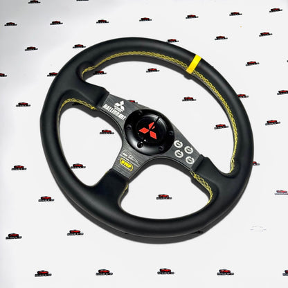 OMP Flat Racing Steering Wheel 14-Inch | Premium Sport & Rally-Style Performance Steering Wheel