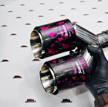 Akrapovic Dual Exhaust Tip | Pink Forged Carbon Finish | Universal Stainless Steel Performance Exhaust Tip