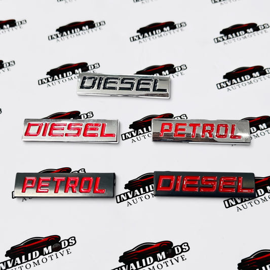 Petrol & Diesel Exterior Badges | Premium Fuel Type Emblems for Cars