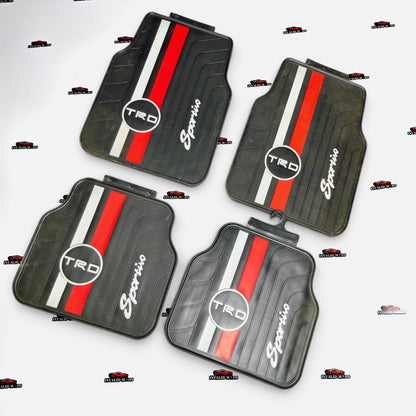 TRD JDM Universal Car Floor Mats | Premium Rubber Anti-Slip Floor Mat Set (Set of 4)