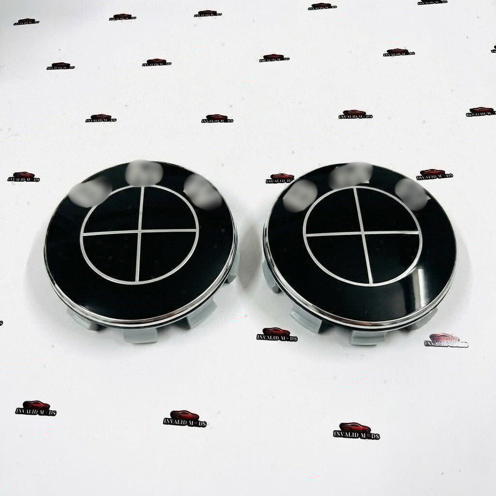 BMW Black Wheel Center Caps – Premium Set of 4 | Stylish Replacement Hub Caps for BMW Rims