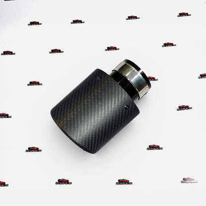 Single Tip Matte Carbon Exhaust Tip | Black Body | Universal Stainless Steel Aftermarket Exhaust Tip