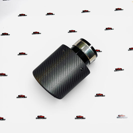 Single Tip Matte Carbon Exhaust Tip | Black Body | Universal Stainless Steel Aftermarket Exhaust Tip