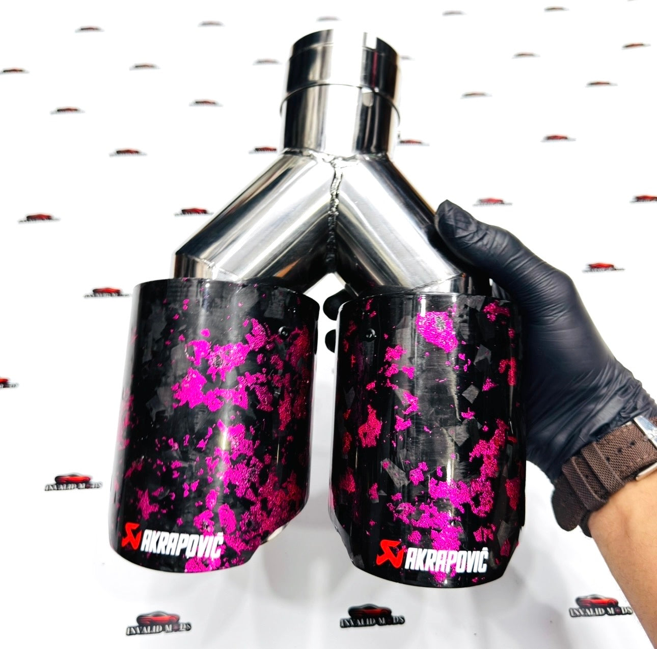 Akrapovic Pink Forged Carbon Dual Exhaust Tip – Performance Upgrade