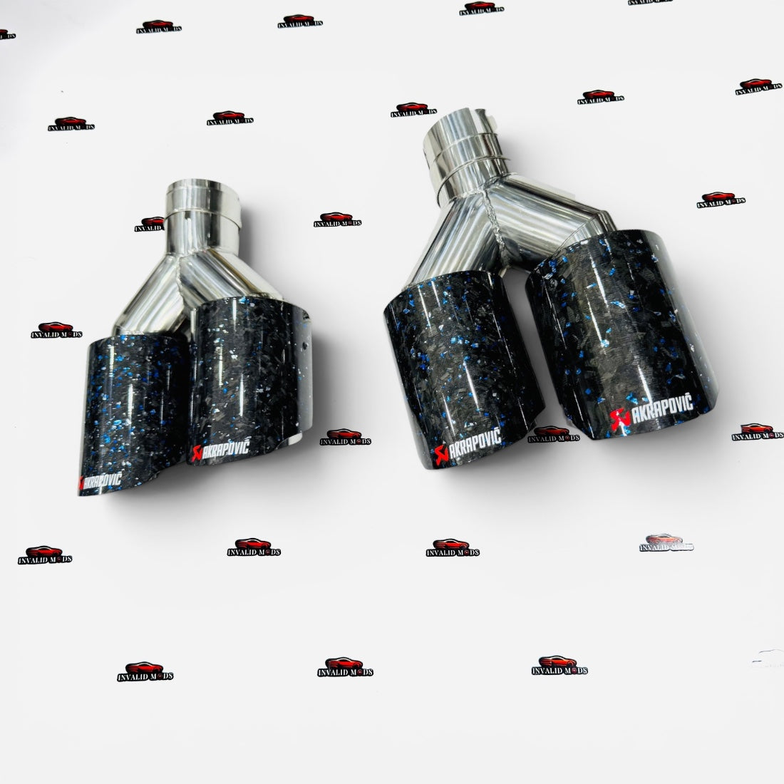 Akrapovic Dual Exhaust Tip | Blue Forged Carbon Finish | Universal Stainless Steel Performance Exhaust Tip (Sold Individually)