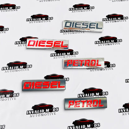 Petrol & Diesel Exterior Badges | Premium Fuel Type Emblems for Cars