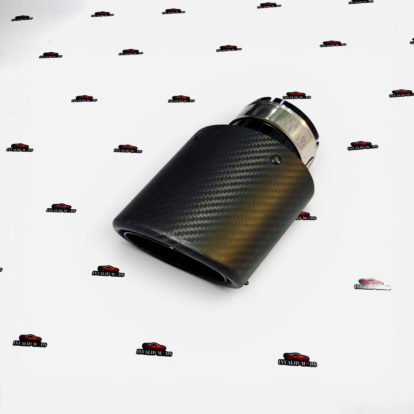 Single Tip Matte Carbon Exhaust Tip | Black Body | Universal Stainless Steel Aftermarket Exhaust Tip