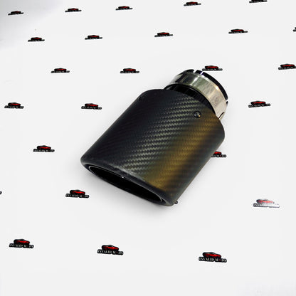 Single Tip Matte Carbon Exhaust Tip | Black Body | Universal Stainless Steel Aftermarket Exhaust Tip