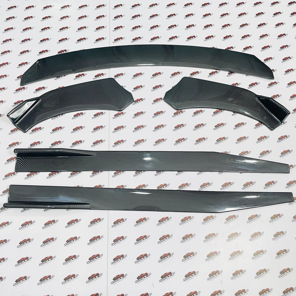 Universal 5 Pc Front Splitters & Side Skirts | Carbon Fiber | ABS
