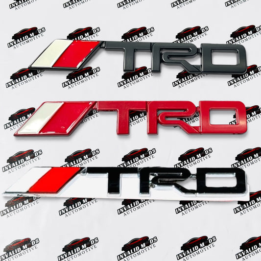 Toyota TRD Metal Emblem Sticker | Premium Silver & Red Performance Badge