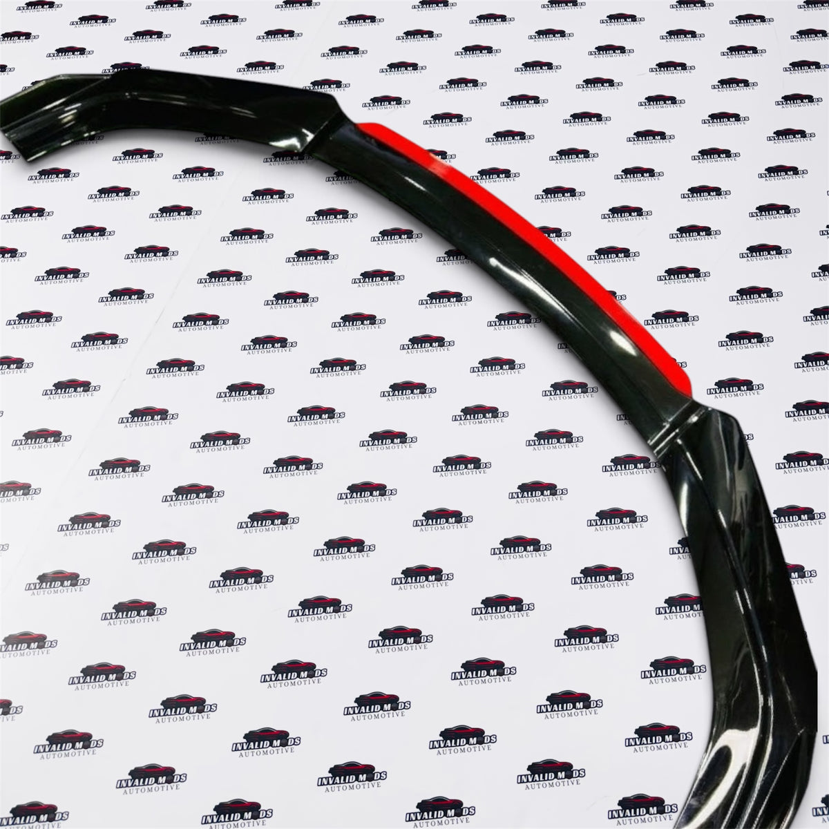 Universal Front Red Lip Splitter & Front + Sides | Gloss Black Aerodynamic Design