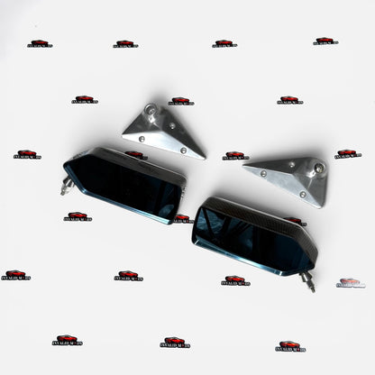 F1 Style Side Mirrors | Carbon Fiber Finish | Universal Racing Mirror Set (Pair)