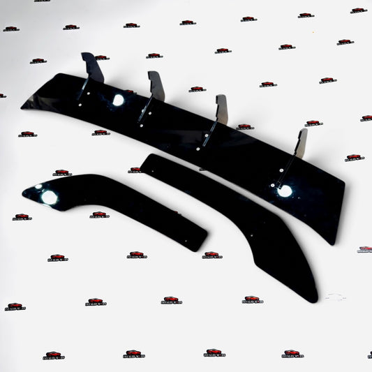 VW Virtus & Skoda Slavia 4 Fin Rear Diffuser | ABS Gloss Black