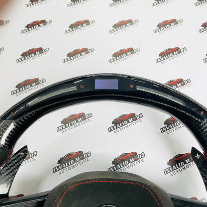 VW Virtus OG Carbon Fiber & Alcantara Steering Wheel with Paddle Shifters & Start Button