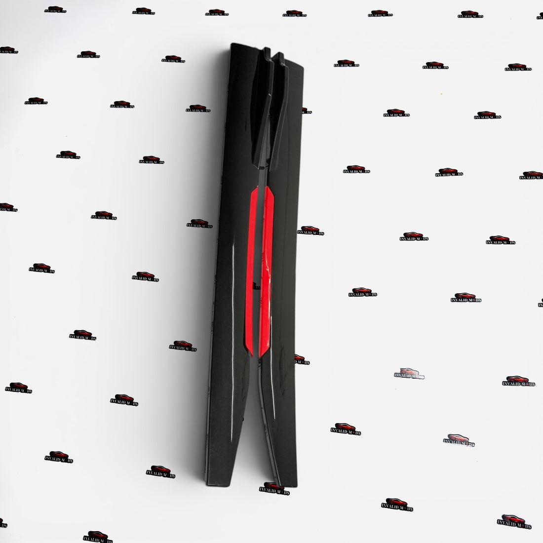 Universal Side Skirts Glossy Black with Red Accent | Sporty Side Extensions Kit