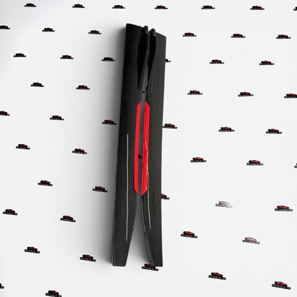 Universal Side Skirts Glossy Black with Red Accent | Sporty Side Extensions Kit