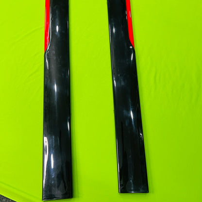 Universal 200cm Gloss Black with Red Accent Side Skirt Extension