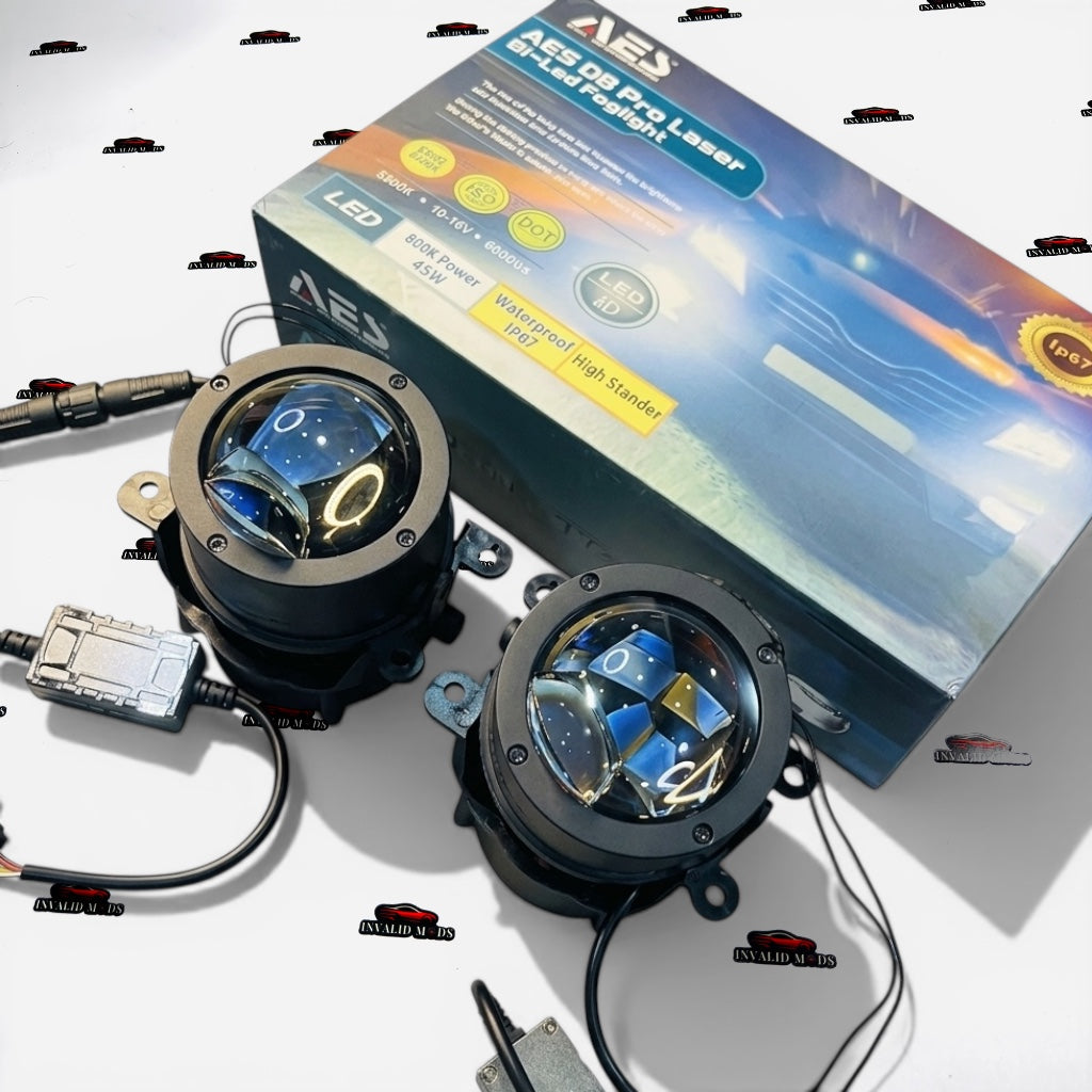 AES 3-Inch LED Laser Fog Lamps with Blue Lens – High-Performance Car Fog Lights