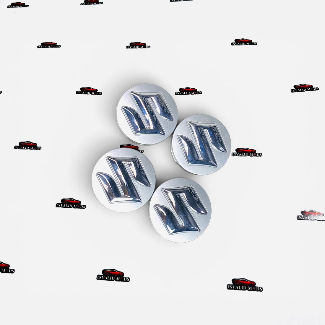 Suzuki Wheel Center Caps 53mm | Black & Silver OEM-Style Aftermarket Replacement Set of 4