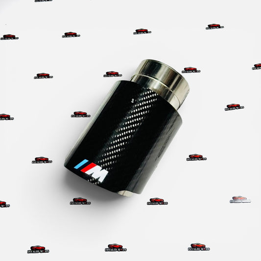 M-Style Carbon Fiber Exhaust Tip | Universal Glossy Carbon Stainless Steel Performance Exhaust Tip