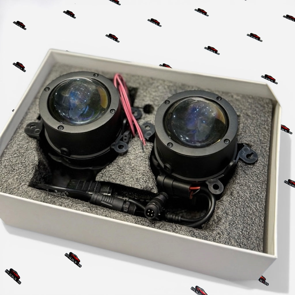 AES 3-Inch LED Fog Lamps with Blue Lens – High-Performance Car Fog Lights