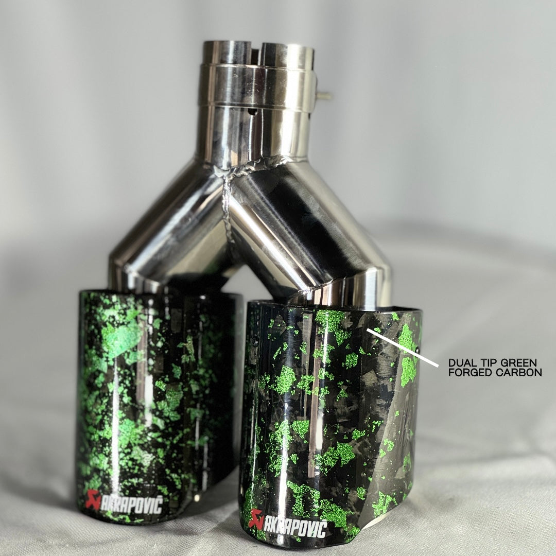 Akrapovic Dual Exhaust Tip – Green Forged Carbon | Universal Performance Upgrade