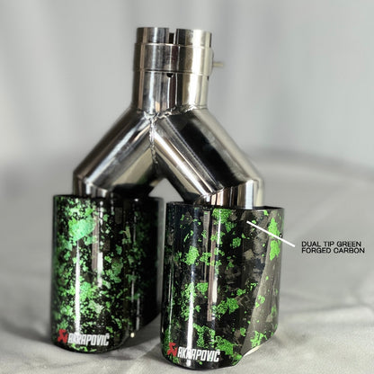 Akrapovic Dual Exhaust Tip – Green Forged Carbon | Universal Performance Upgrade