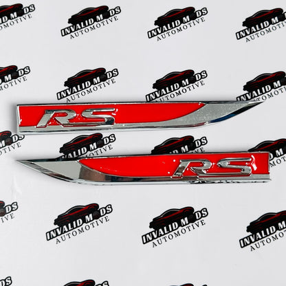 RS Fender Emblem Badge for Cars | Metallic Finish | Universal Fit