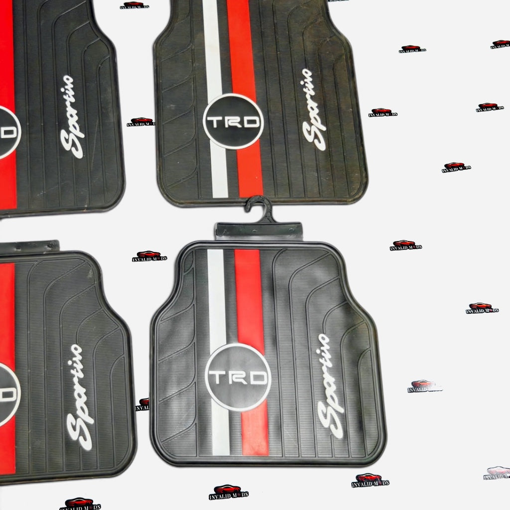 TRD JDM Universal Car Floor Mats | Premium Rubber Anti-Slip Floor Mat Set (Set of 4)