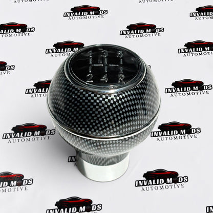 MOMO Round Gear Knob | Carbon Fiber Finish | Universal Manual Car Shift Knob