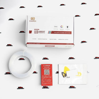 CARDI 12V RGB Fiber Ambient Interior Lighting Kit – Bluetooth App Control, Universal Car LED Lighting