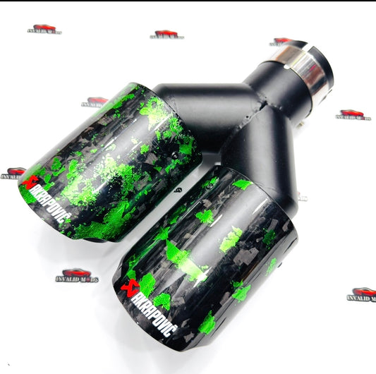 Akrapovic Dual Exhaust Tip – Green Forged Carbon | Universal Performance Upgrade