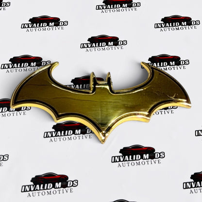 Batman Logo Sticker | Premium Metal Finish Badge in Silver & Gold