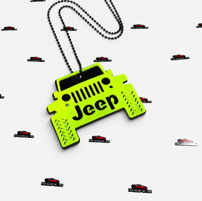 "Fluorescent Green Car Mirror Hanging – Stylish Interior Car Accessory for Modern Vehicles"