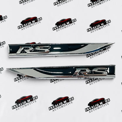 RS Fender Emblem Badge for Cars | Metallic Finish | Universal Fit